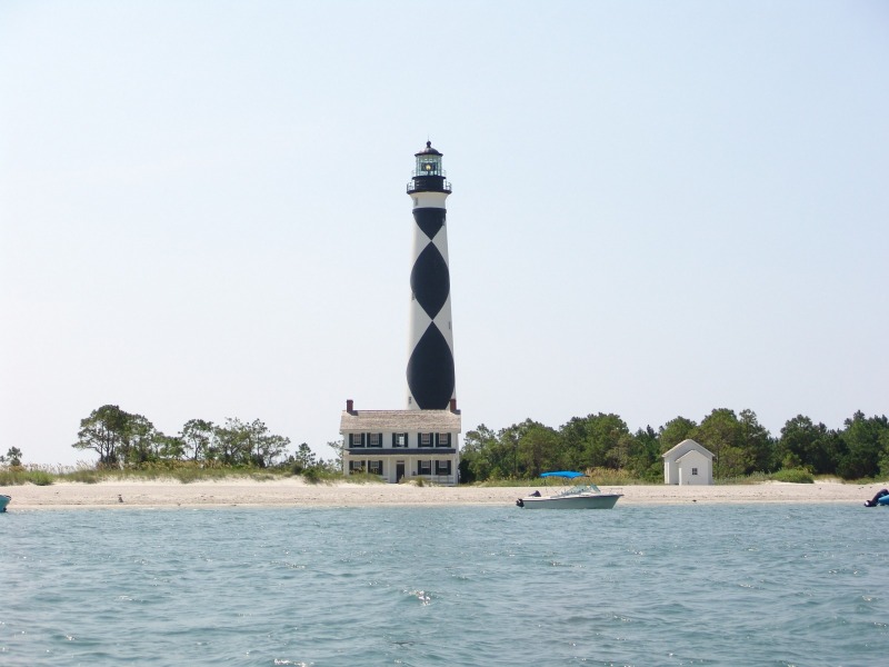 Cape Lookout lighthouse from just off shore on the sound side