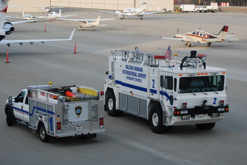 Some of RDU's emergency vehicles...guess the ramp rats got wind of whose bird just pulled in at GA...