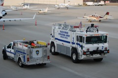 Some of RDU's emergency vehicles...guess the ramp rats got wind of whose bird just pulled in at GA...
