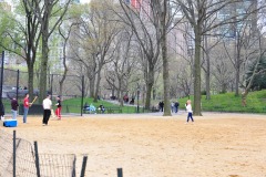 New Yorkers improvising baseball...