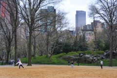 New Yorkers improvising baseball...