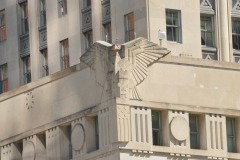 Stylized eagle on the corner of the old Post Office building...