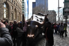 The famous charging bull in Bowling Green near Wall Street...