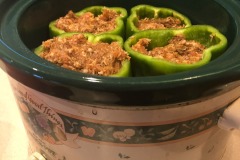 Peppers fit perfectly in the crock pot on a bed of sauerkraut...