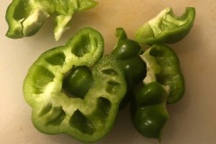 Waste not, want not...these cut up tops of the peppers go on top!