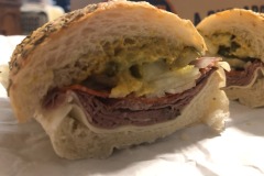 Roast beef, pepperoni, provolone, lots of pickles and onions, and the spicy mustard!  :)