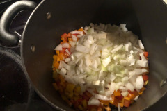 Time to sautee the peppers and onions... Time to sautee the peppers and onions...