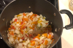 Time to sautee the peppers and onions... Time to sautee the peppers and onions...