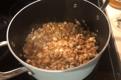 Sauteed onions about to have some drained beef dumped on them... Sauteed onions about to have some drained beef dumped on them...