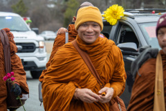 The monks are on their way to their lunch break on the other side of the bridge over Jordan Lake...